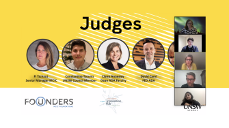 Images of the faces of the judging panel for the university of the future