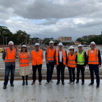 The members of the UNSW Sports Advisory Council were impressed with the progress on site. Photo: UNSW Sport