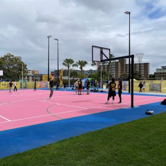 Students enjoyed using the new multisport courts during the Days of Play. 