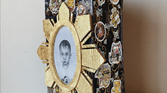 Photo of Joshua Alipi's Balikbayan Box artwork