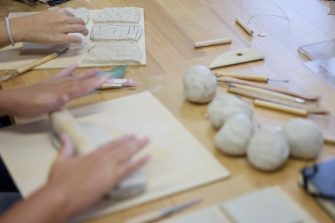 UNSW ADA students participating in a ceramics workshop.