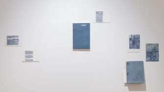 Gemma Anderson, ‘Yellow is a happy colour’ 2026. Steps, thoughts, words. Oil on plywood, canvas and linen board. Text and pencil on watercolour paper. Dimensions variable.