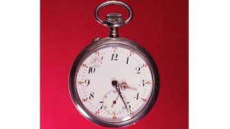 A promotional image for Sigi Jottkandt's 2026 Literary Provocations Hub seminar. It shows a silver timepiece on a red background.