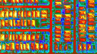 Thermal satellite image of suburban environment