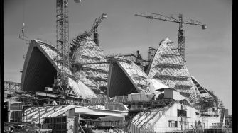 The Sydney Opera House during construction. 