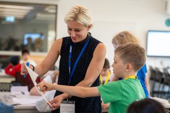 Teacher with students in the classroom