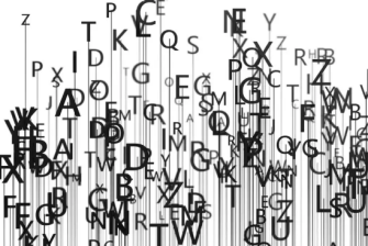 Falling letters on a black and white background