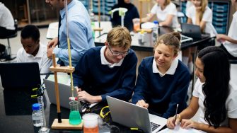 Group of students laboratory lab in science classroom