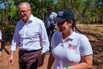Kodie Mason with Anthony Albanese 