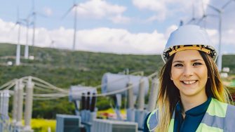 Female construction worker on site