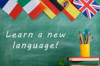 Learn a new language chalkboard
