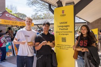 UNSW Languages Festival attendees eating some paella