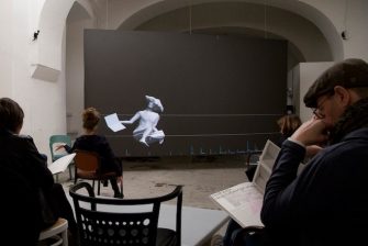 Audience watching INTRA-SPACE at Academy of Fine Arts, Vienna (Austria)