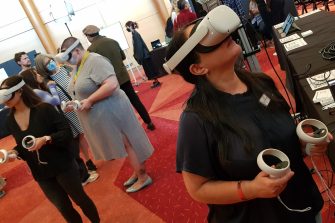 Person immersed in virtual reality experience1 