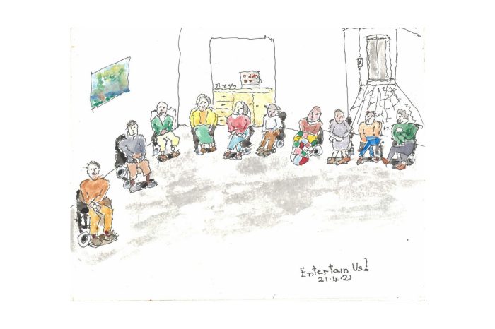 Peter, Entertain Us!, Watercolor on paper