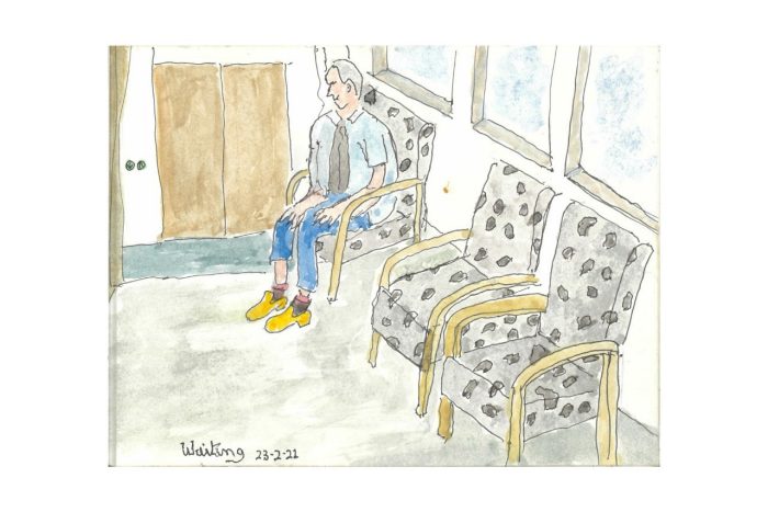 Peter, Waiting, Watercolor on paper