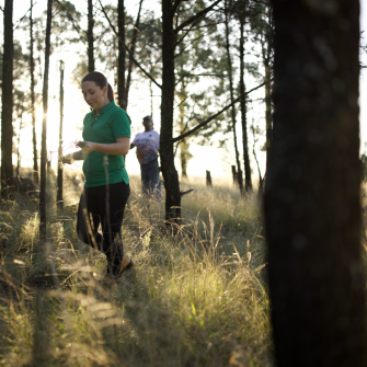 Cherie Thompson walking in bush