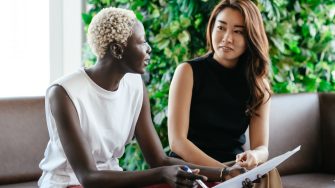 Two women having a discussion