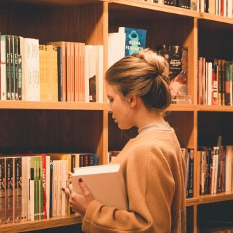 Woman in library