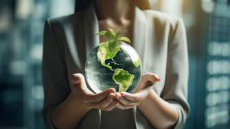 Woman holding globe