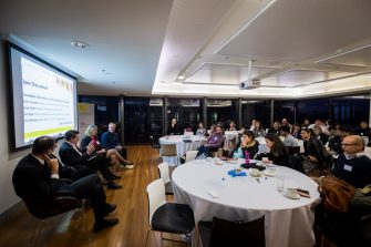 Panellists lead an open roundtable discussion on current challenges in education before a seated audience at STEP UP 2019.