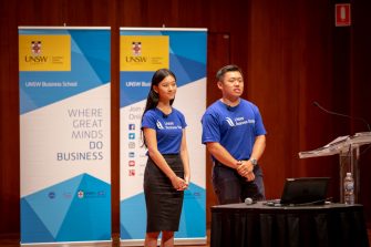 Photograph from the business school orientation week lunch