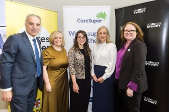 From left: Executive Director Business Sydney, Paul Nicolaou,  Chair of CareSuper, Linda Scott, Founding Director of UNSW Tax and Business Advisory Clinic, Prof. Ann Kayis-Kumar, Finance Minister Katy Gallagher, and Women in Super CEO Jo Kowalczyk