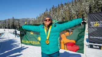 Olivia Miley-Dyer after winning gold in Nordic Skiing at the Invictus Games.