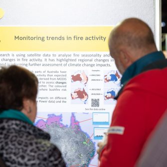 Academics from the UNSW Bushfire Research Group present their research at Burning Innovations on Friday 7 July at the National Arboretum, Canberra. Members of the community were invited to learn more about bushfire research by through videos, posters, pitches, and talking to the academics working on it.