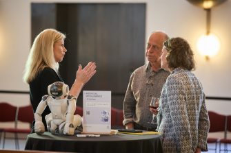 Expert in robotics, AI and automation Dr Sue Keay speaking to Independent MP Allegra Spender.