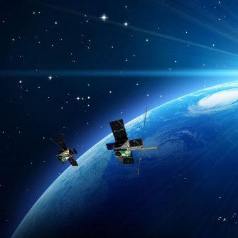 Two satellites in space
