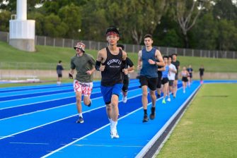 2026 first year student Leo Lai at a track meet representing the UNSW Campus Runners
