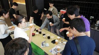 Members of the UNSW Tea and Coffee Society trying out drinks