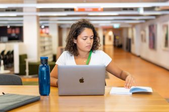 Students studing in the library