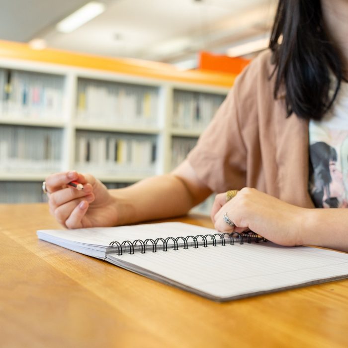 Students studing in the library