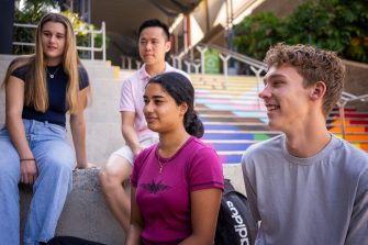 UNSW students on an outdoor staircase