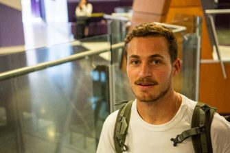 A UNSW student inside a building