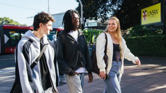 Students using the light rail