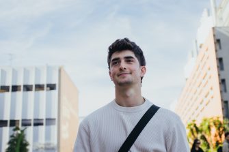 Portrait of a student on main walkway