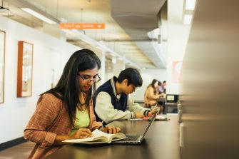 Students studying on campus
