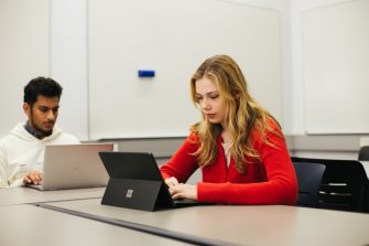 Student typing