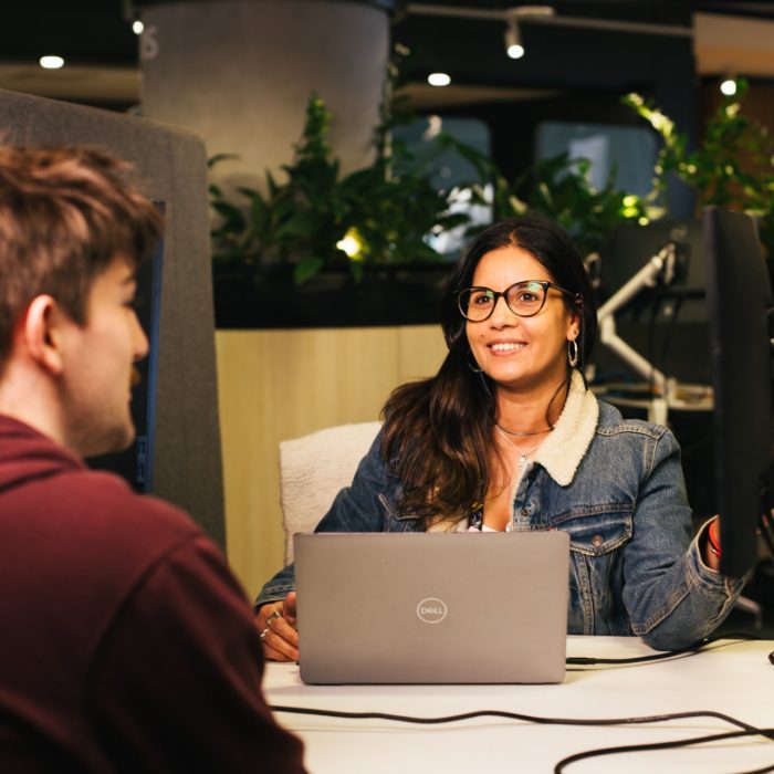 Student in a face-to-face consultation with a staff member at The Nucleus: Student Hub
