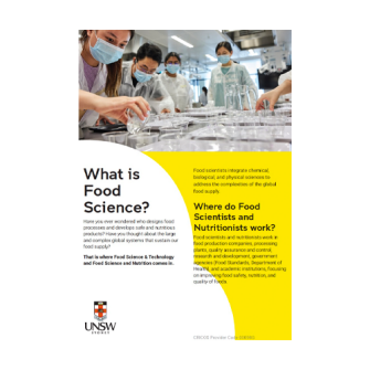 Cover image for What is Food Science brochure, UNSW School of Chemical Engineering