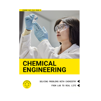 A information brochure depicting a female chemical engineer