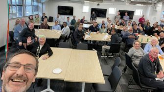 A selfie taken by Paul Gwynne at his farewell gathering.