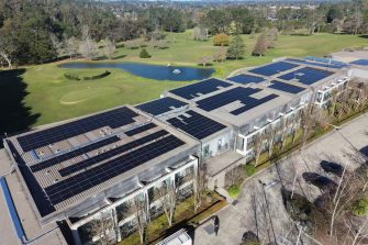 An aerial view of the newly installed solar array at The Gibraltar Bowral 