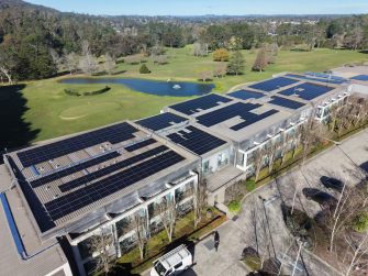 An aerial view of the newly installed solar array at The Gibraltar Bowral 