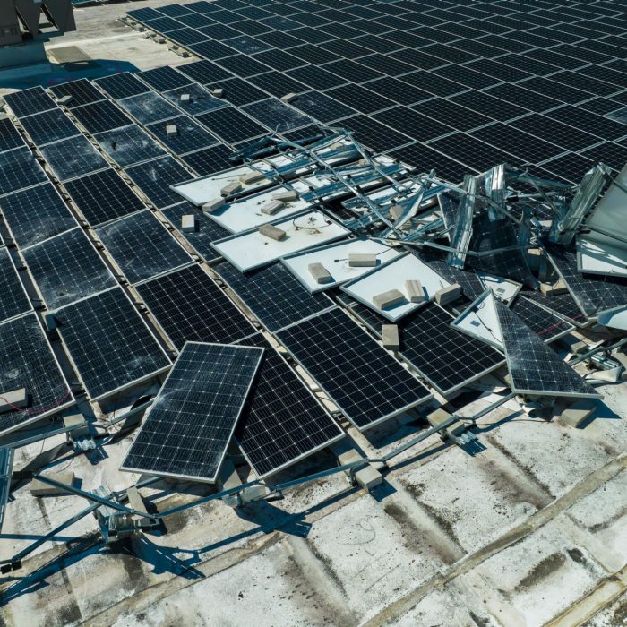 Stock image of end-of-life solar panels