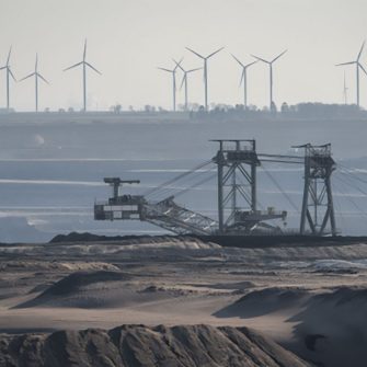 Photo of mining with renewable energy in background