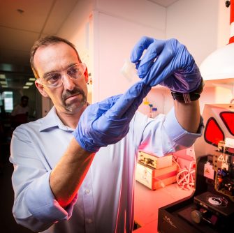 The Intelligent Polymer Research Institute (IPRI) are recognised internationally as world leaders in the development of 'intelligent' materials and nanotechnology.  Photo shows, with Proffessor Marc in het Panhuis. “4D printing”, perhaps a better way to think about it is that the object transforms over time.